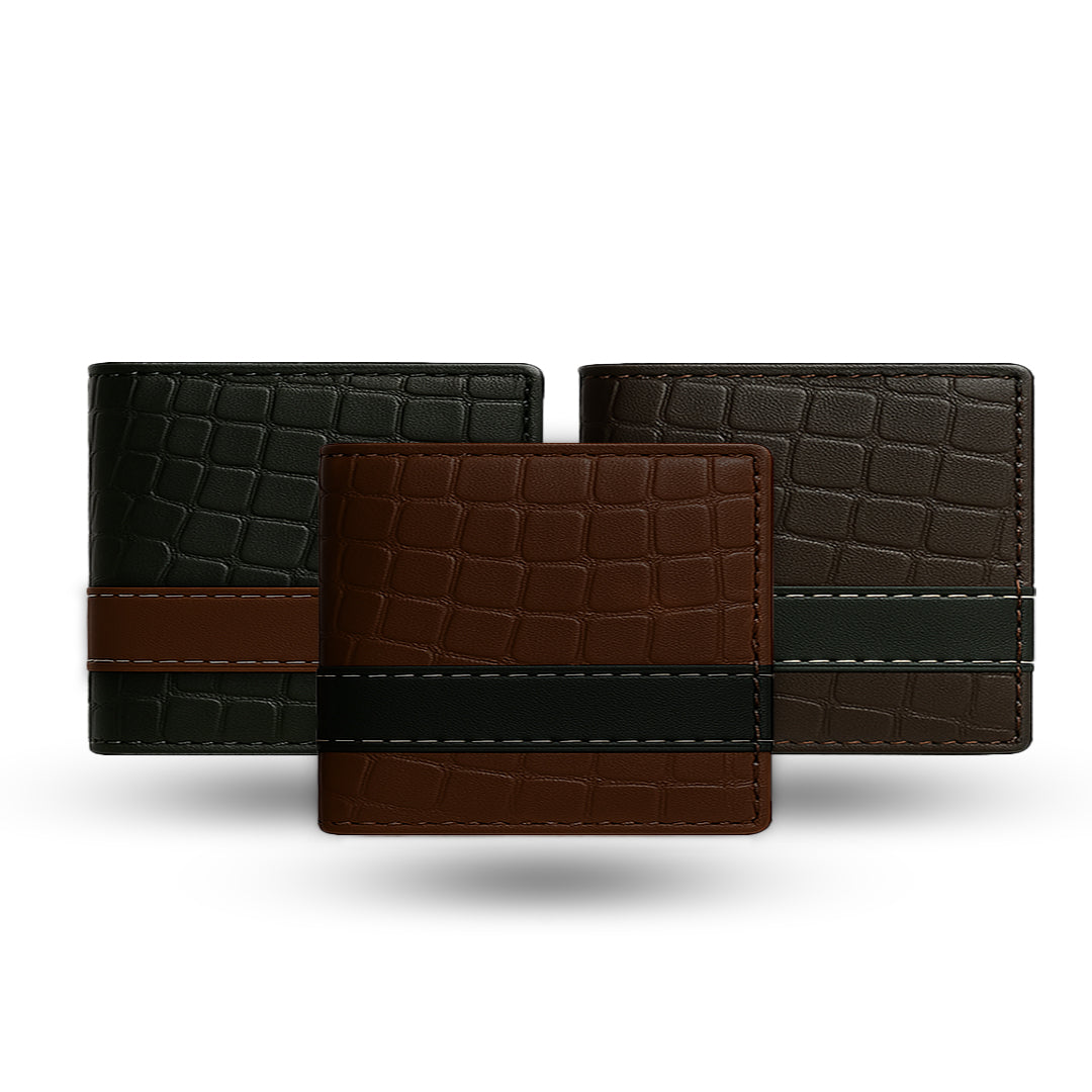 Crocodile-Embossed Premium Bifold Wallet for Men (With Free Delivery)