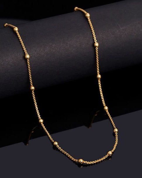 Minimalist Beaded Stainless Steel Chain Necklace – Unisex Fashion Jewelry 2025